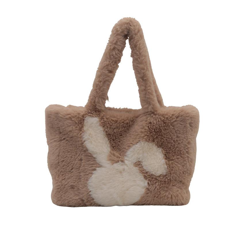 Rabbit Plush Adorable Tote Bag For Women Stylish Winter Large Capacity Bag Shoulder