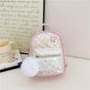 Gradient Backpack Kids With Pearl Handheld Plush Ball And Decoration Flower