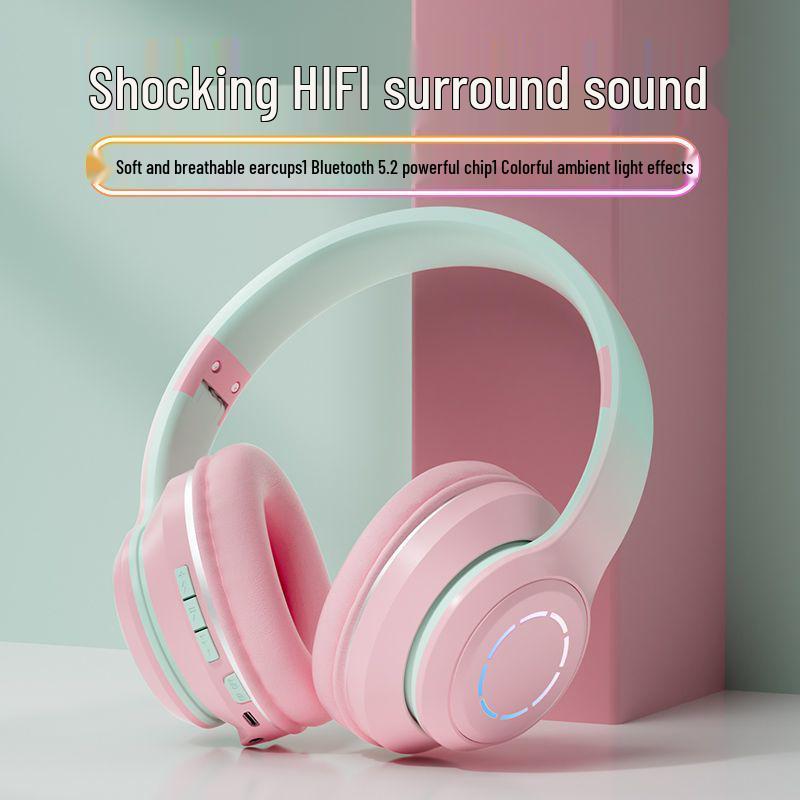 Беспроводная игровая гарнитура с шумоподавлением Bluetooth, полноразмерная, с мощным басом, совместима с телефонами Apple и Huawei