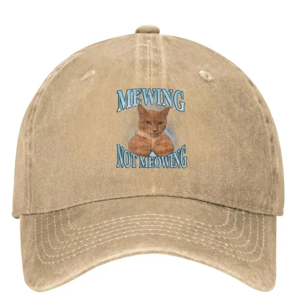 Mewing Not Meowing Funny Casual Baseball Cap Cat Meme Running Hippie Trucker Hat Sun Visor Men Adult Streetwear Baseball Caps
