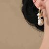 Vintage Special-Shaped Faux Pearl C Design Earrings Suitable For Women