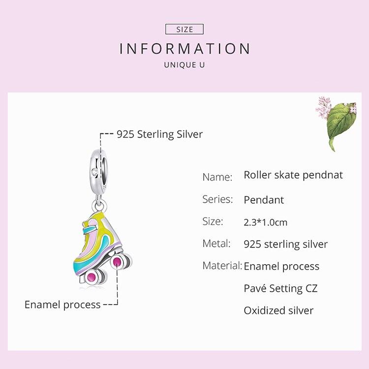 WOSTU Стерлингового серебра 925 пробы, роликовые коньки, спортивный Шарм, подвеска из бисера, подходит для оригинального браслета, ожерелья для женщин, ювелирные изделия
