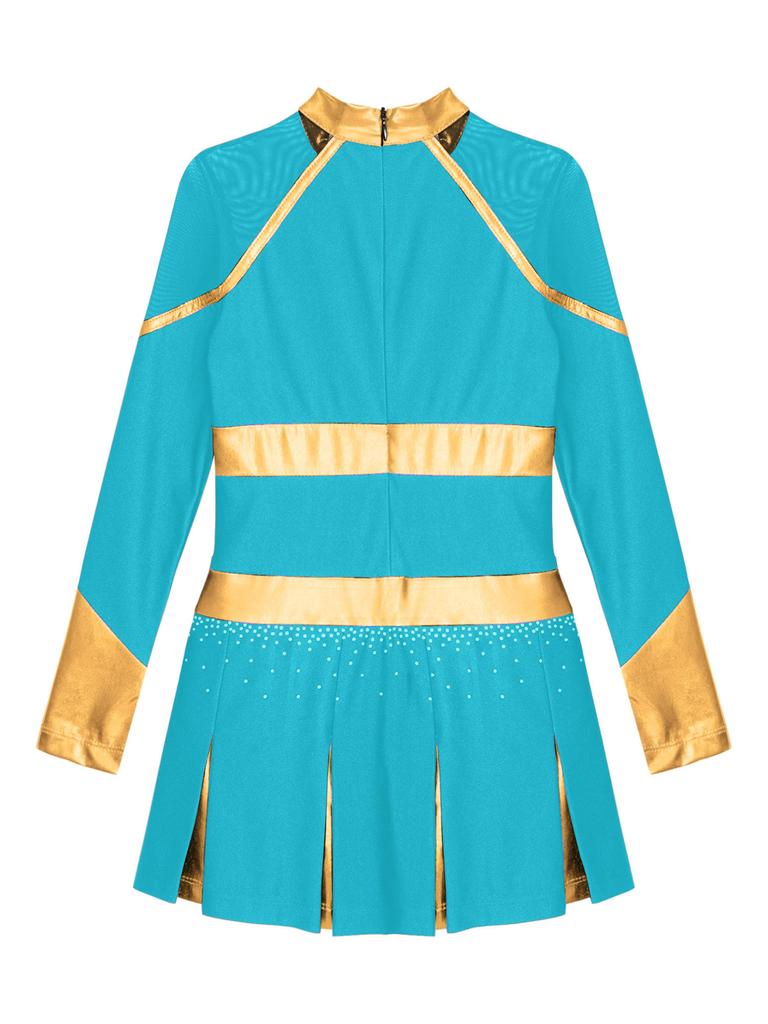 Униформа Черлидинга для девочек с длинными рукавами, танцевальное платье, карнавальная танцевальная одежда, детское танцевальное платье Черлидинга