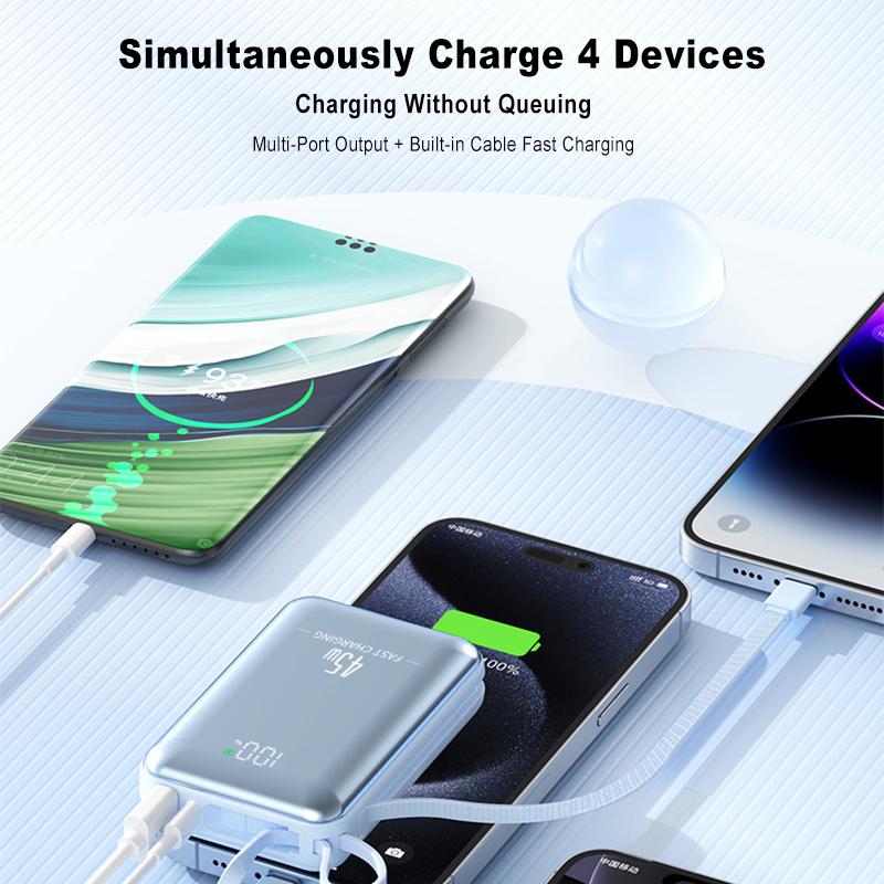 Для ноутбука 20000 мАч 45 Вт Power Bank Портативный 10000 мАч Кабель USB C Быстрая зарядка Мобильный Внешний аккумулятор Для iPhone Samsung Xiaomi