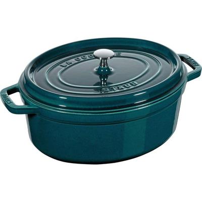 Чугунная овальная кастрюля - STAUB - 31 см - Цвет Blue La Mer - 5,5 л - Совместима с индукцией