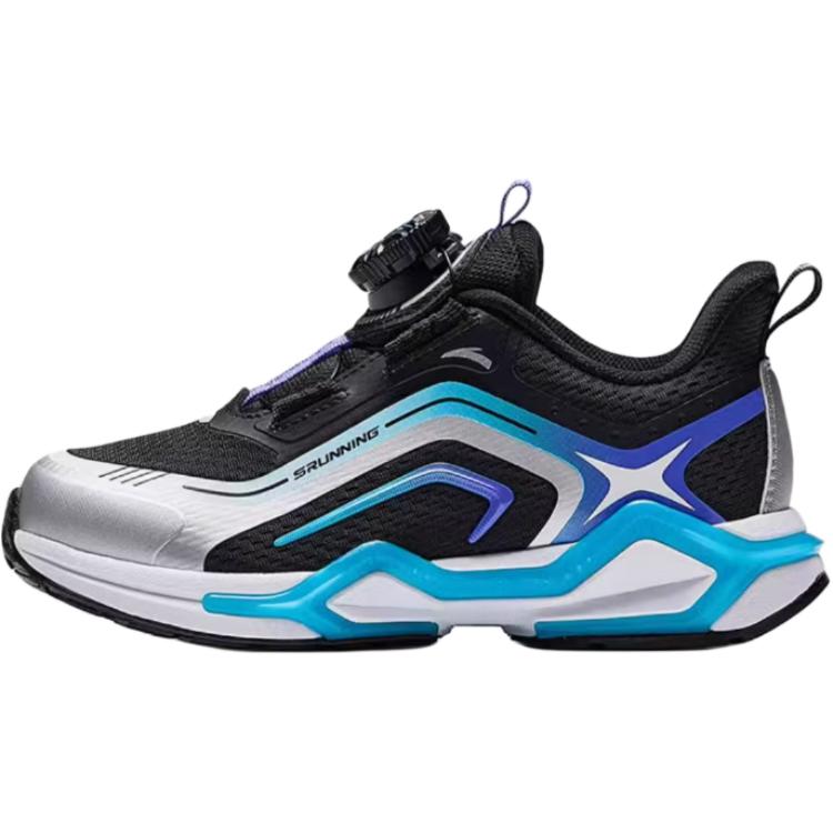 Anta Kids Bow Speed Comfortable Non-Slip Wear-Resistant Rebound Low-Top Running Shoes Kids Sneaker Black Silver Blue 312449907-3