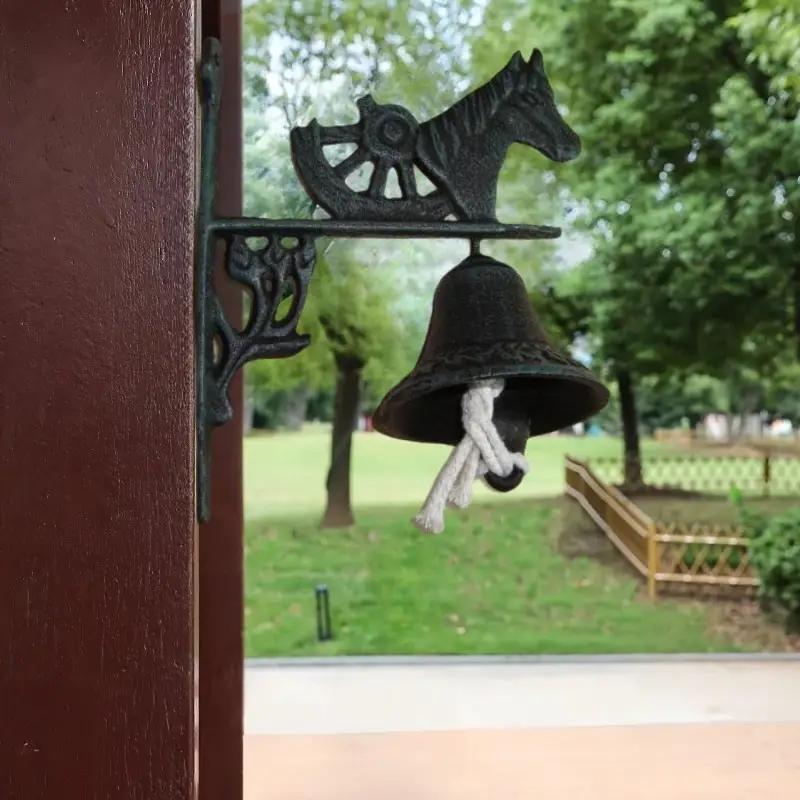 WTEMPO Iron Horse Head Shaped Doorbell Retro Hand-Cranked Decor Door Hanging Bell for Home Yard Garden Farm Housewarming Christmas Welcome Decoration
