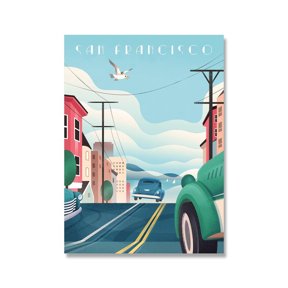 Винтажные всемирно известные достопримечательности, городские постеры и принты, Италия, Рим, Гавайи, холст, картина, настенная живопись для гостиной, домашний декор (с рамкой)