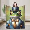 Gentleman Frog Blankets  Super Warm Funny Plush Throw Blanket For Girls Boys Home Decor Flannel Bedspread Bed Cover