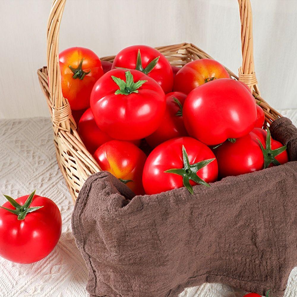 5pcs Mini Artificial Tomato Ornament Lifelike Fake Vegetables Props Fruit Shop Decoration