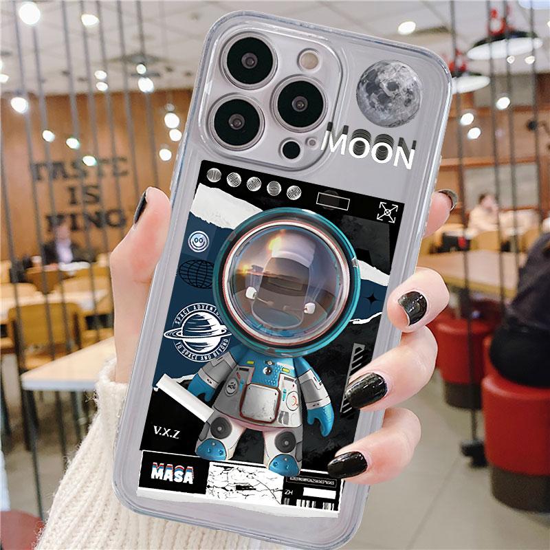 Прозрачный чехол для Apple iPhone 14 11 13 12 Pro 7 8 Plus XR X XS Max 6 6S 13Pro Силиконовый чехол для телефона Механический Астронавт Космос