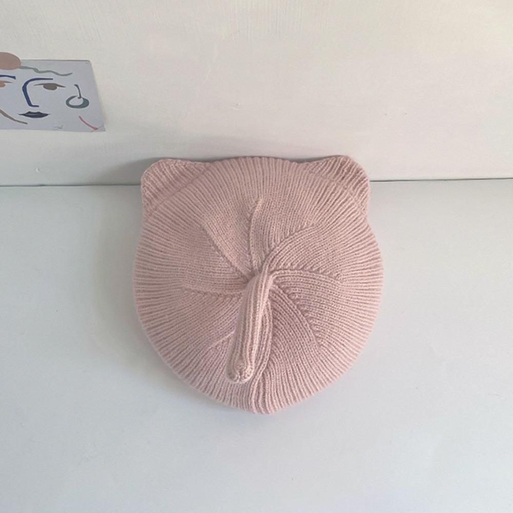 Однотонная шапка-бини, шерстяная шапка-колпачок, симпатичная вязаная крючком детская шапочка