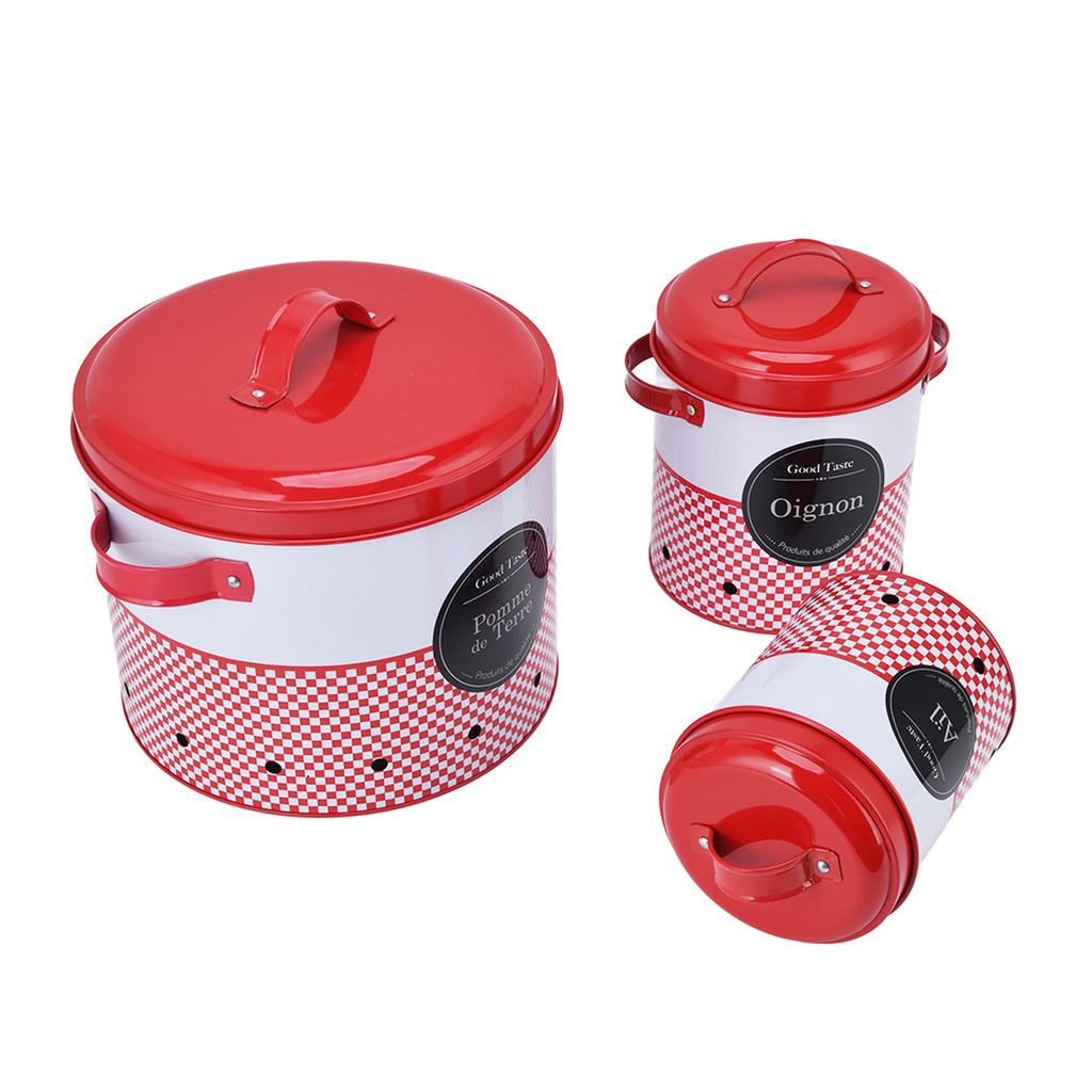 Набор из 3 канистр большой емкости, красно-белые, круглые ведра для хранения, фермерские кухни, конфеты, закуски