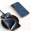 For iPhone 16 Case Electroplating PC Leather Shockproof Back Cover - Blue