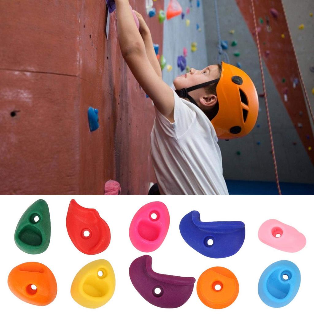 Climbing Wall Holds, Wear-Resistant Multicolored Rock Wall Grips Kit for Kids, Indoor and Outdoor Use (Small, 10 Pieces)