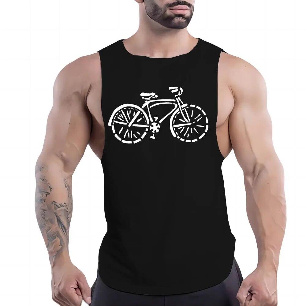 Summer Adult Men'S Outdoor Fitness Casual Sports Crew-Neck Vest Creative Bike 2d Print Breathable Quick-Drying Sleeveless Shirt