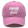 choose to shine" Print Adjustable Baseball Hat, White Text Trucker Hat Inelastic Cozy Breathable Slouchy Snapback Baseball Cap