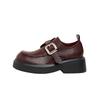 Женские весенние новые ретро туфли на толстой подошве с круглым носом, пряжкой, на толстом каблуке, с глубоким вырезом, из натуральной кожи, женские
