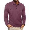 Men's Long Sleeve Polo Shirt with Button-Down Collar and Chest Pockets, Multiple Colors