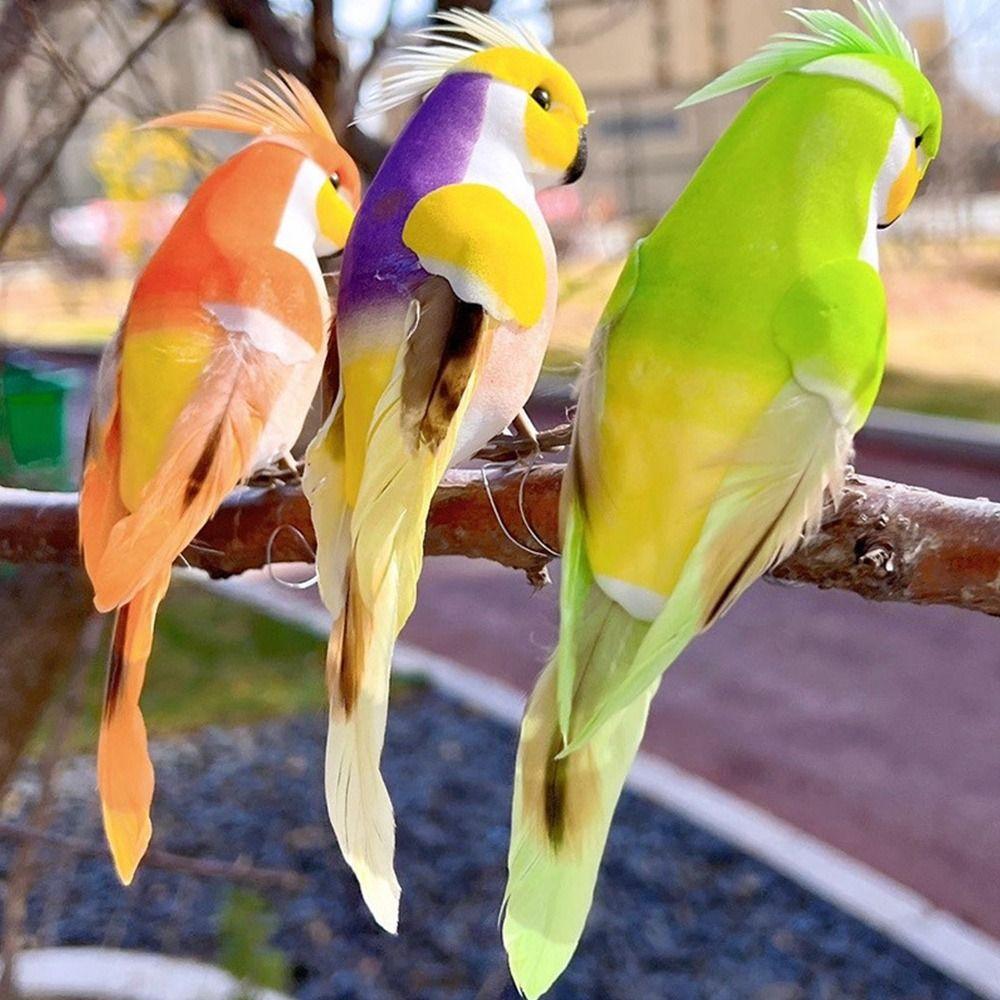 6PCS Foam Simulation Bird Model with Clips Faux Parakeet Bird Artificial Bird Model Home Decoration