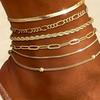 Trendy 6-Piece Women's Anklet Set: European & American Style, Multi-Layer Snake Chain Design