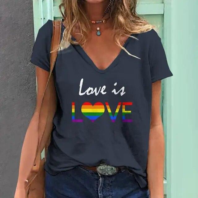 Женская футболка с 3d радужным принтом, топы, модные повседневные футболки с v-образным вырезом, одежда Pride Month, летние женские пуловеры большого размера