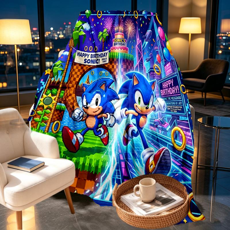 Sonic Print Blanket - Soft & Comfortable, for Bedroom, Travel, Sofa, Home Decoration - Birthday Christmas Gift for Friend
