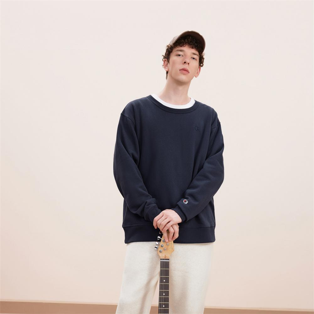 Champion Double Logo Embroidery Armbands Chest Logo Pullover Fleece Lined Crew Neck Sweatshirt US Version S0888-407D55-031