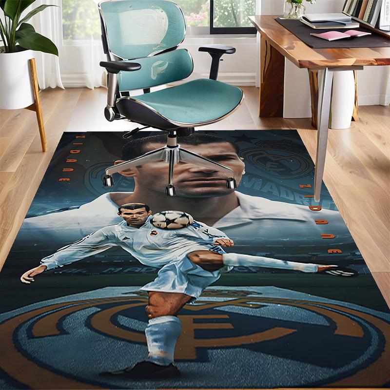 Zinedine Zidane Polyester Carpet, Soft Indoor Mat for Office Chair, Living Room, Computer Desk - Decorative Home Office Rug Design