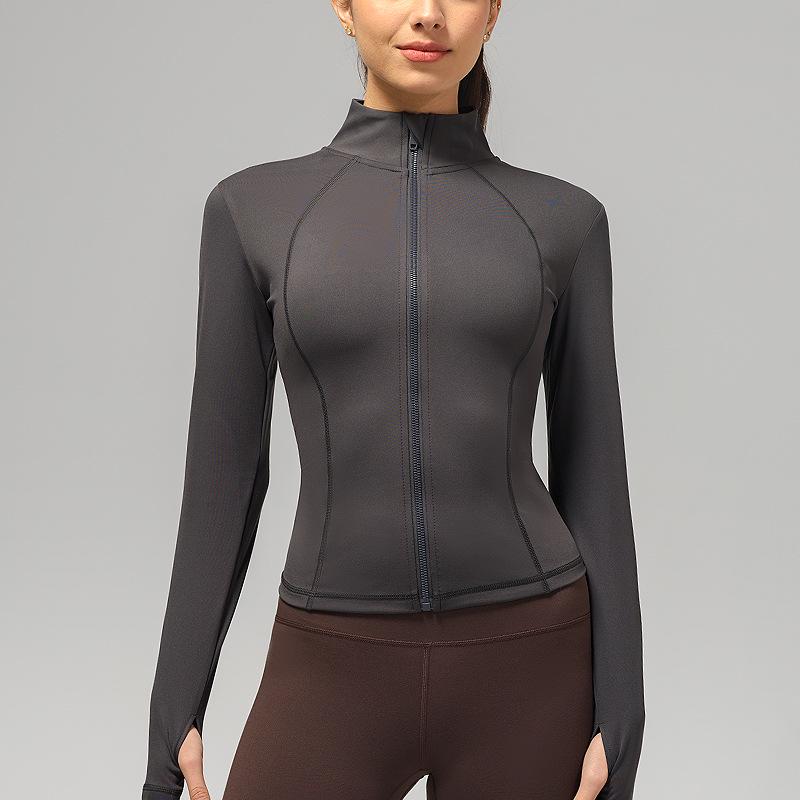 Женская быстросохнущая облегающая куртка с длинным рукавом для фитнеса для бега на открытом воздухе, йоги и тренировок