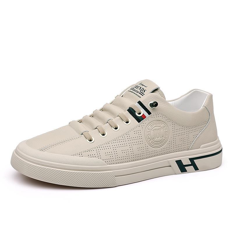 Мужская обувь весна и осень 2024 года, новые спортивные и повседневные туфли на плоской подошве, мужские осенние рабочие кожаные туфли с одной педалью, маленькие белые туфли на танкетке