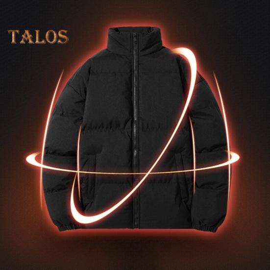 Мужская хлопковая куртка с воротником-стойкой, длинным рукавом, застежкой-молнией, утолщенным пуховым пальто с карманами, однотонная стеганая верхняя одежда