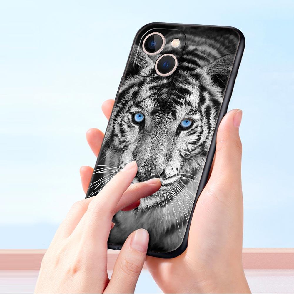Tiger Leopard Fashion Phone Case For iPhone 17 16 15 Pro Max 11 12 13 14 7 8 Plus SE 2020 X XR XS Cover Soft Black