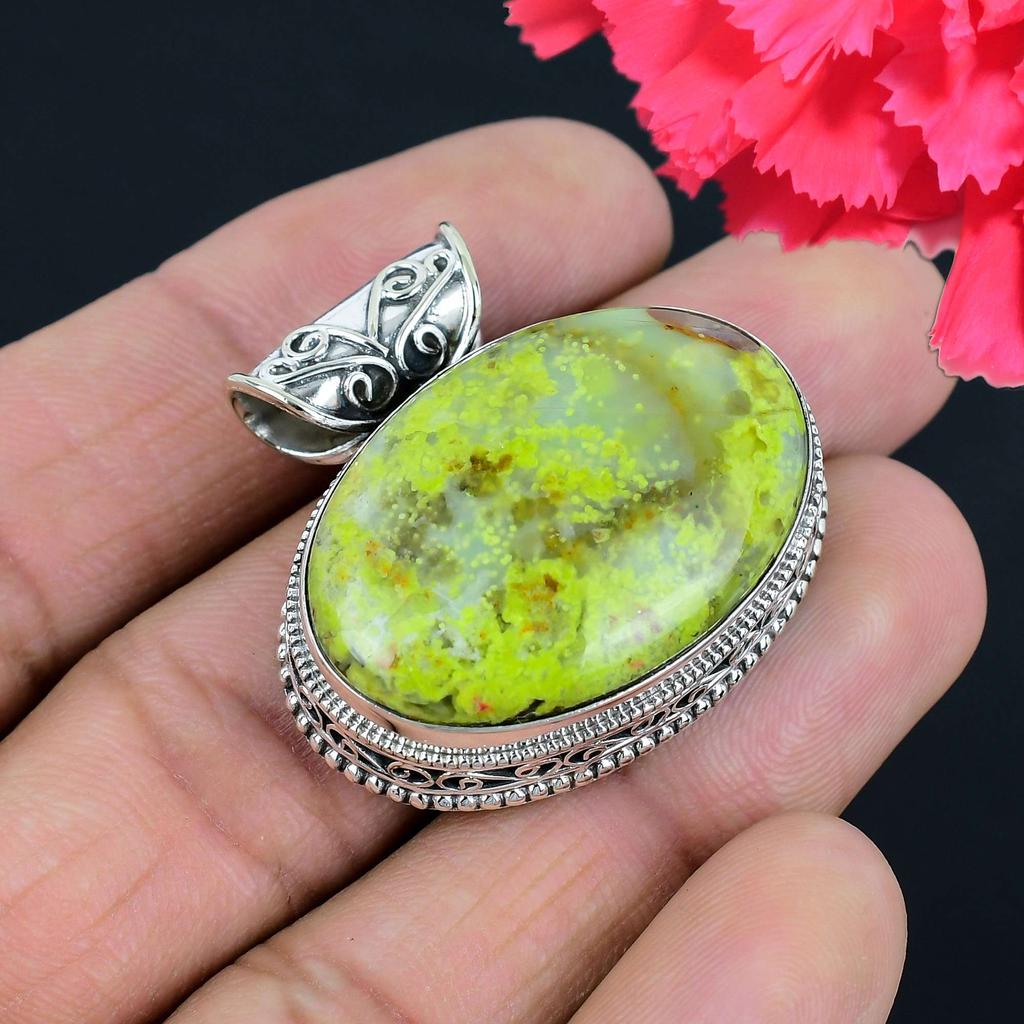 Австралийский зеленый опал, подвеска из драгоценного камня, твердая подвеска из стерлингового серебра 925 пробы, ювелирный подарок для унисекс