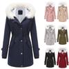 Women's Fashion Solid Colour Autumn And Winter Detachable Hair Collar Long Sleeve Hooded Cotton Fleece Jacket