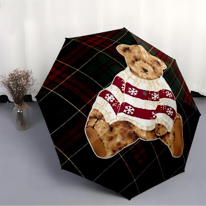 1pc Winter Bear Automatic Opening/Closing Folding Umbrella with 8 Ribs, Portable Sunshade Umbrella Birthday and Holidays gifts yy250105097