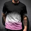 Retro Simple Gradient T Shirts For Men Trend Summer Fashion 3D Printed Short Sleeve T-shirts Loose Casual Streetwear Tees Top