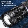 White  Telescopic Zoom Strong Light Flashlight For Home And Outdoor Long-range Red And Blue Side Lights LED Flashlight