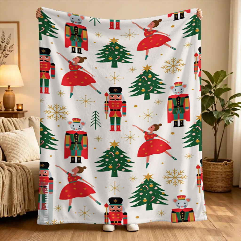 Soft Warm Blanket Travel Christmas Nutcracker Throw Blanket Flannel Bedspread For Bedroom Street Trend Sofa Bed Cover