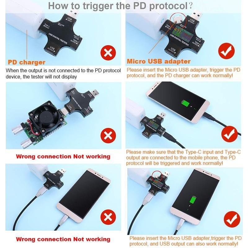 USB-тестер Цифровой вольтметр постоянного тока Амперметр Измеритель напряжения и тока Амперметр Детектор Power Bank Индикатор зарядного устройства