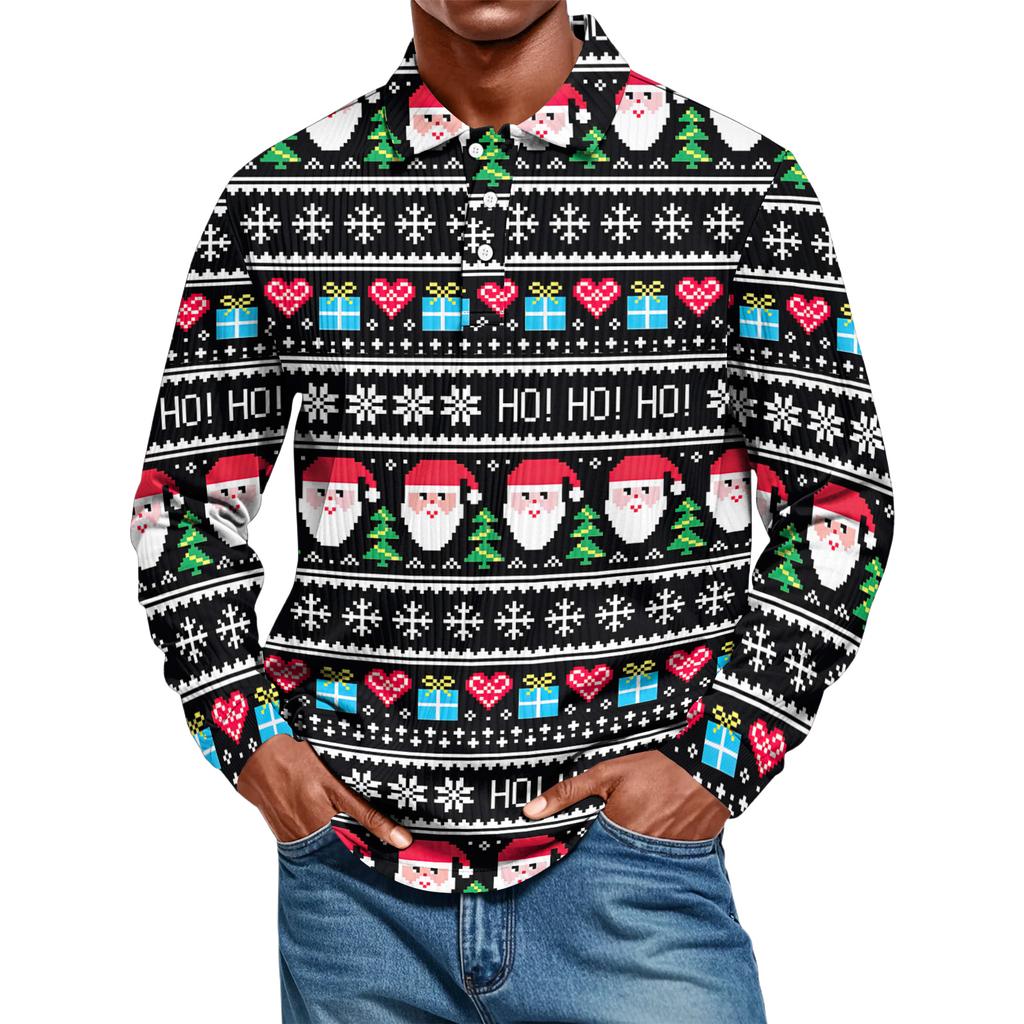 Men's Casual Style Solid Color Loose Shirt Long-sleeved Top