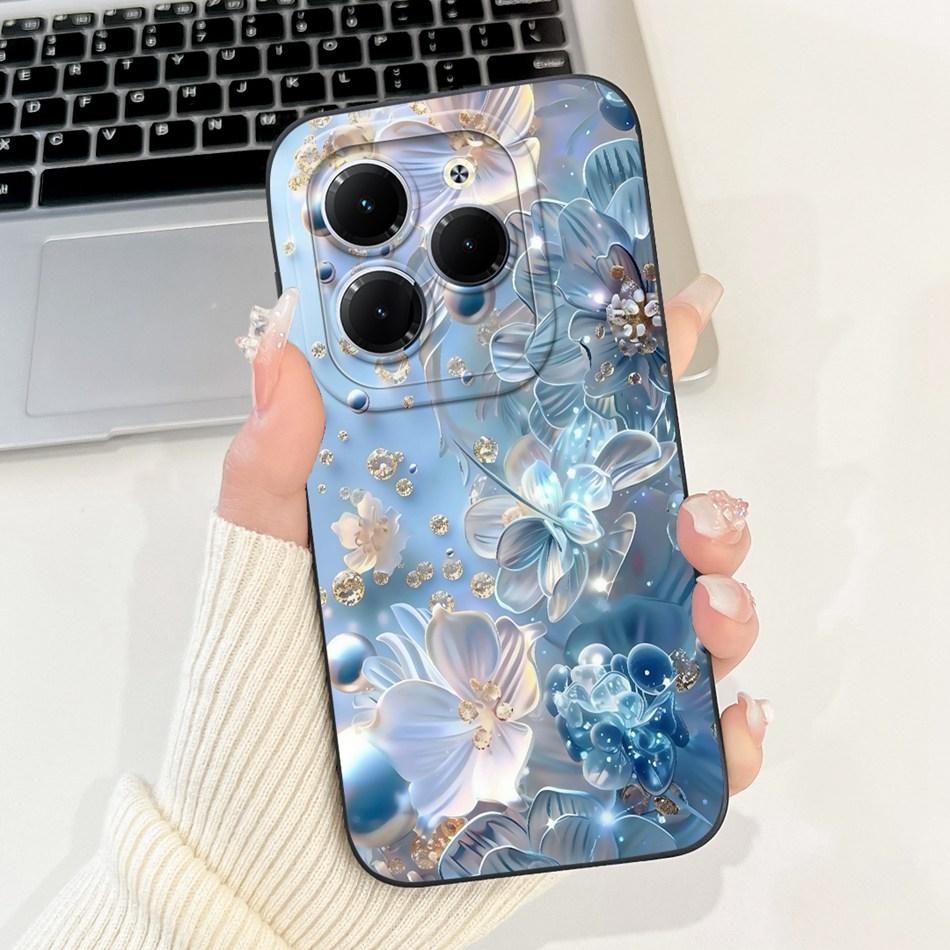 Для Infinix Hot 40 40i 40Pro Красивый Чехол для Телефона с Рисунком Розы и Бантом Для Infinix Hot40 40 Pro 40i Мягкие Силиконовые Ударопрочные Чехлы