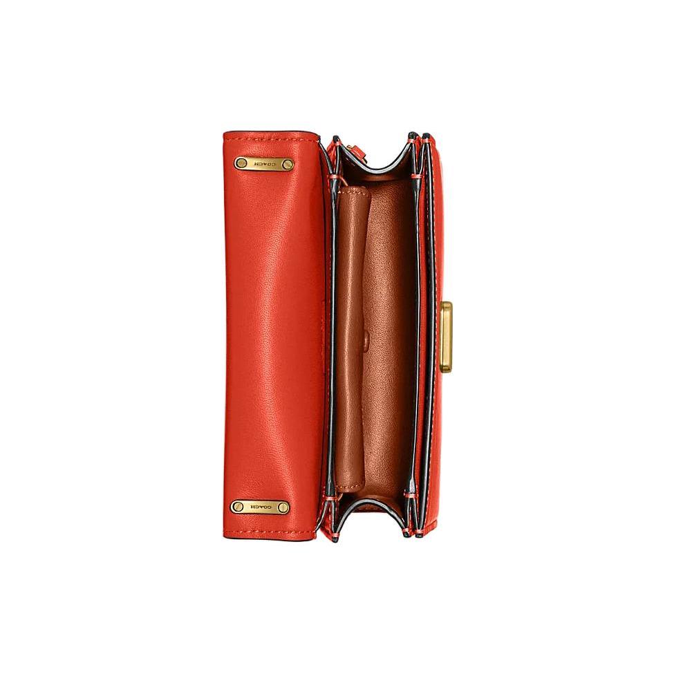 New COACH Bandit Cow Leather Envelope Bag Shoulder Bags Women's Orange CD724-B4B4D