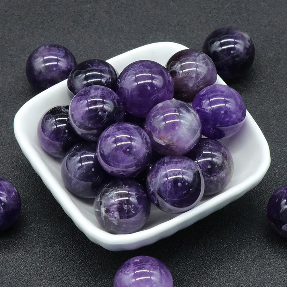 1Pc Natural Stone Furnishing Articles No Hole 20mm Ball Shape DIY Rose Quartz Amethyst for DIY Jewelry Making Gift Home Decor Christmas