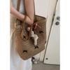 Summer Fashion Large Capacity Straw Bag Women's Backpack 2025 New Bow Tote Bag Vacation Wind Woven Bag