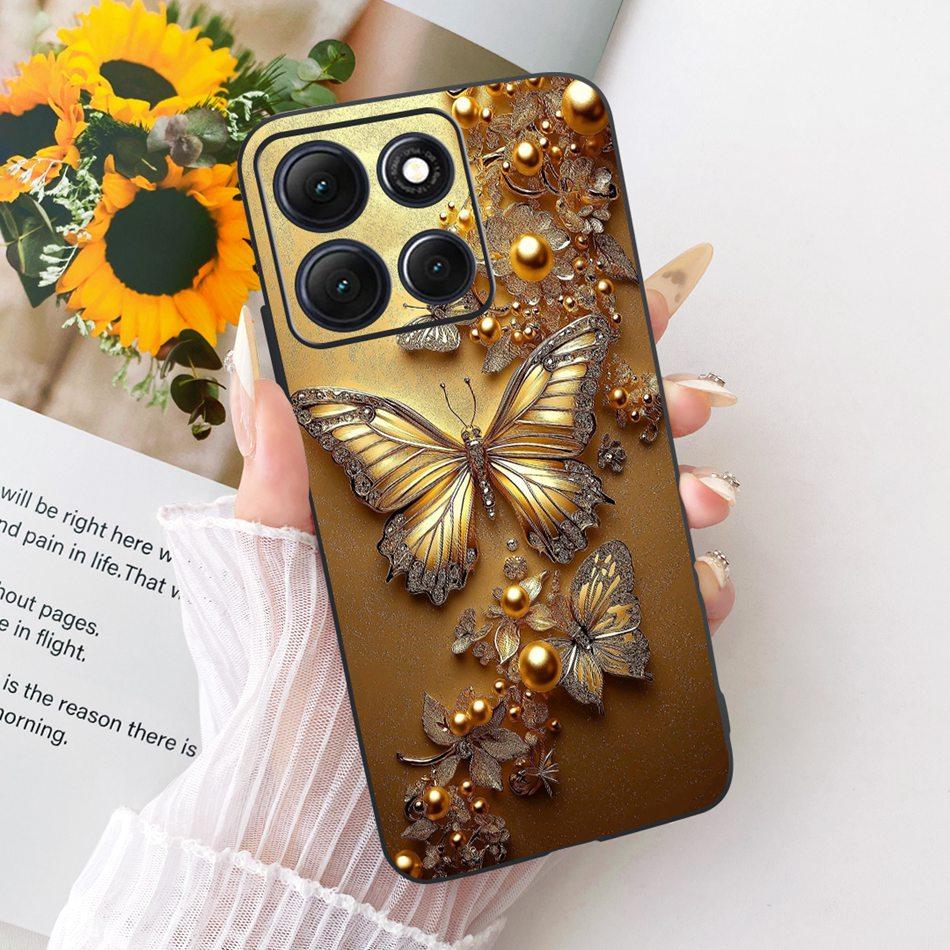 For Motorola Moto G86 Power Cute Flower Butterfly Cat Painted Case For Moto G86 G86Power Black Silicone Soft Phone Cases