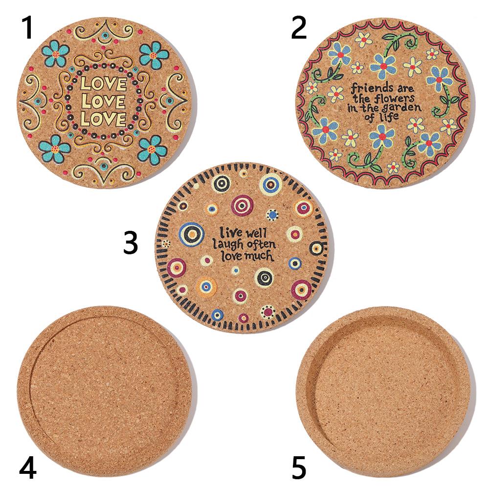 Placemats Tea Coasters Non-slip Wooden Cup Mat Anti-hot Heat Pad Heat Resistant Cork Coasters