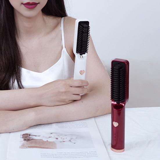 Hair Straightener Brush 3 Temperatures Fast Heating Anti-Frizz Wireless Portable Women Fluffy Hair Straightening Styling Detangling Comb