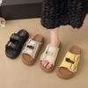Thick-soled Slippers for Women's Summer Wear New High-end Beach Casual One-word Cool Slippers with Skirt Tide