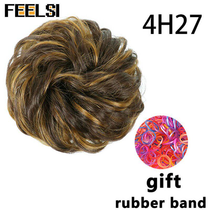 Женский вьющийся шиньон с эластичной резинкой, синтетическая резинка для волос, небрежный пучок, шиньоны